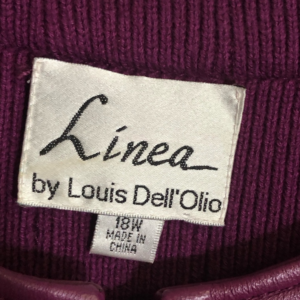 Linea by Louis Dell'Olio Lamb Leather Jacket Sweater Sleeves & Back Plum/Wine 18 - Picture 9 of 12